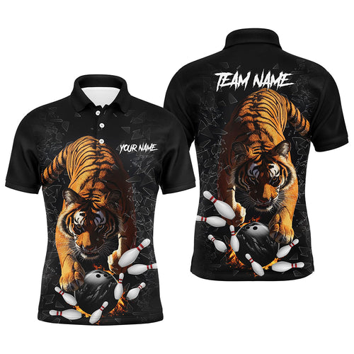 Custom Tiger broken glass Bowling Shirts For Men, Tiger Bowling Team Shirt Bowler Uniform Outfits NQS9147