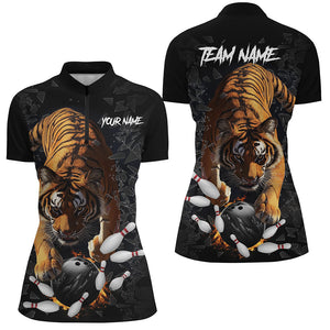 Custom Tiger broken glass Bowling Shirts For Women, Tiger Bowling Team Shirt Bowler Uniform Outfits NQS9147