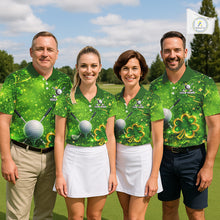 Load image into Gallery viewer, Happy St Patrick's Day Green and Gold Shamrock Mens Golf Polo Shirts Custom Golf Clothes for Men NQS11629