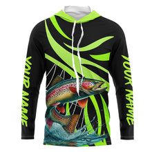 Load image into Gallery viewer, Personalized Rainbow trout Performance Long Sleeve Fishing Shirts, Tournament Fishing Jerseys | Green NQS7449