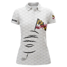 Load image into Gallery viewer, Personalized white golf polos shirt for women Maryland flag patriotic custom gifts for golf lovers NQS5912