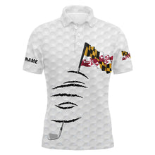 Load image into Gallery viewer, Personalized white golf polos shirt for men Maryland flag patriotic custom name gifts for golf lovers NQS5912