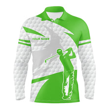 Load image into Gallery viewer, Green and white golf ball pattern Mens golf polo shirts custom golf outfits for men, unique golf gifts NQS8029