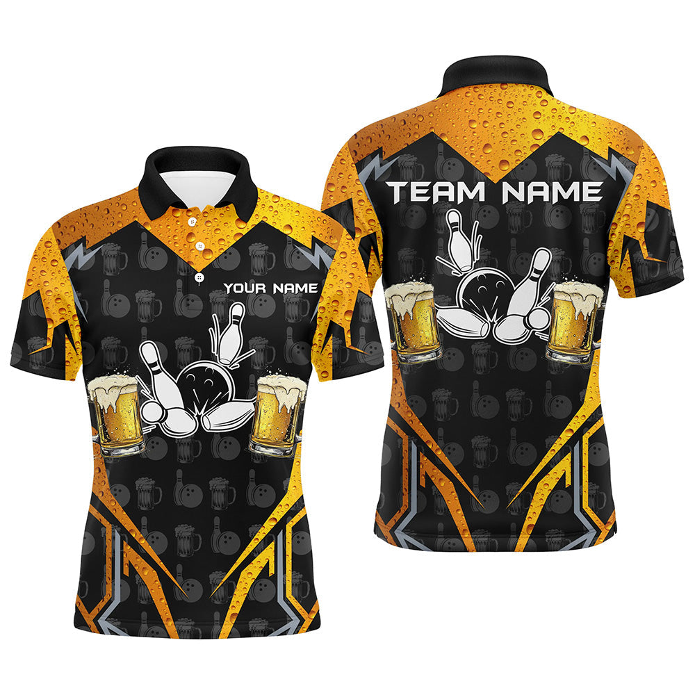 Black Camo Bowling Beer customize bowling shirts for men, Team bowling jerseys gift for bowlers NQS8224