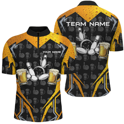 Black Camo Bowling Beer customize bowling shirts for men, Team bowling jerseys gift for bowlers NQS8224