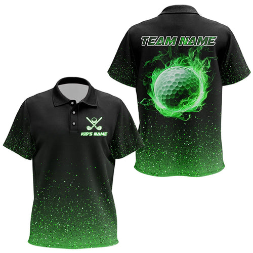 Black And Green Glitter Lucky Kid golf polo shirts custom St Patrick Day golf tops for kid NQS9365