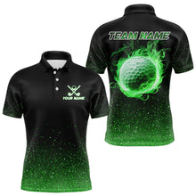 Load image into Gallery viewer, Black And Green Glitter Lucky Mens golf polo shirts custom St Patrick Day golf tops for mens NQS9365