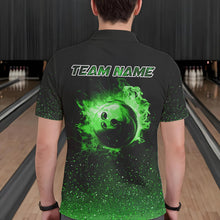 Load image into Gallery viewer, Black And Green Glitter Lucky Custom Bowling Team Shirt For Men, St Patrick Day Uniform Bowler Outfits NQS9364