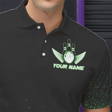 Load image into Gallery viewer, Black And Green Glitter Lucky Custom Bowling Team Shirt For Men, St Patrick Day Uniform Bowler Outfits NQS9364