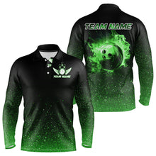 Load image into Gallery viewer, Black And Green Glitter Lucky Custom Bowling Team Shirt For Men, St Patrick Day Uniform Bowler Outfits NQS9364