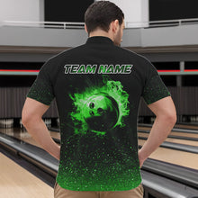 Load image into Gallery viewer, Black And Green Glitter Lucky Custom Bowling Team Shirt For Men, St Patrick Day Uniform Bowler Outfits NQS9364