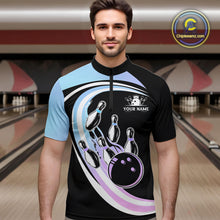 Load image into Gallery viewer, Blue Purple Gradient Bowling Shirts For Men Custom Bowling Team League Jersey, Gift For Bowler NQS10432