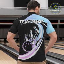 Load image into Gallery viewer, Blue Purple Gradient Bowling Shirts For Men Custom Bowling Team League Jersey, Gift For Bowler NQS10432