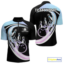 Load image into Gallery viewer, Blue Purple Gradient Bowling Shirts For Men Custom Bowling Team League Jersey, Gift For Bowler NQS10432