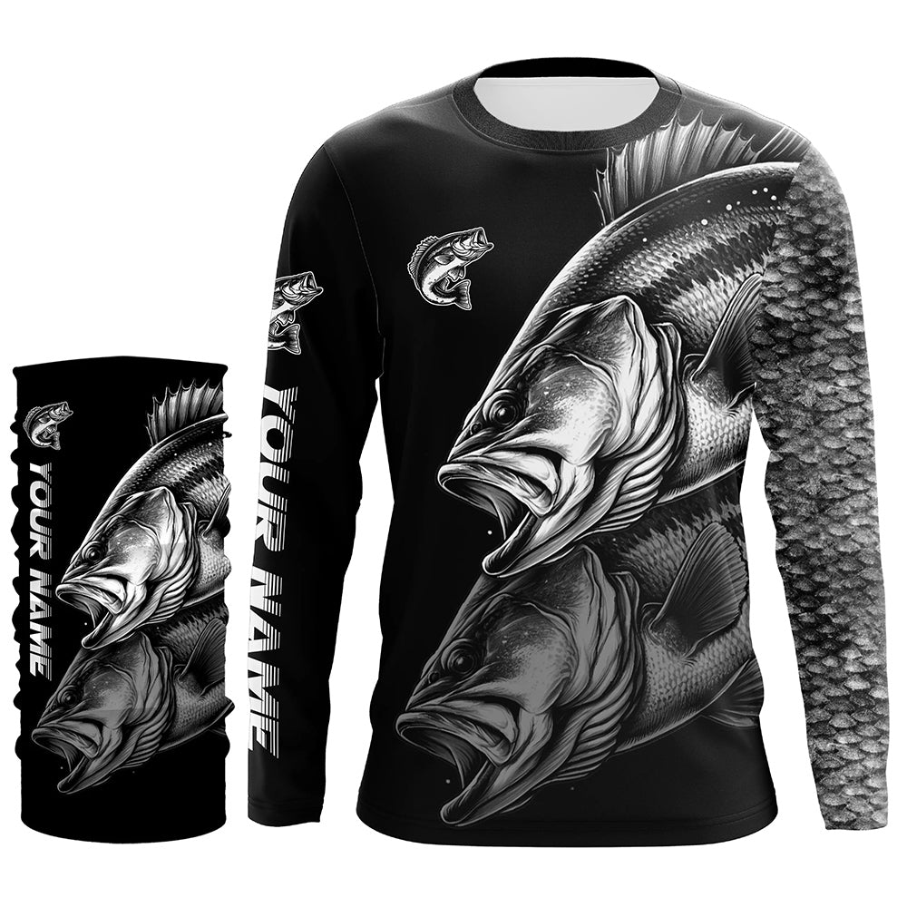 Largemouth Bass Fishing Custom Name 3D sun protection Performance long sleeve fishing shirts NQS4907