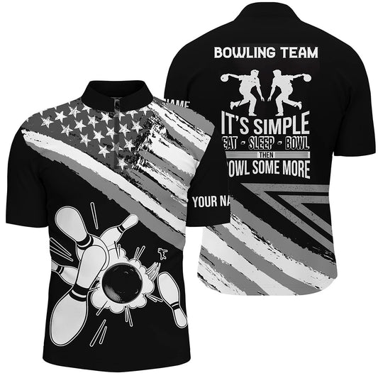 Custom Black bowling shirt for men – personalized team jersey front view