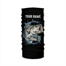 Load image into Gallery viewer, Striped Bass fishing scales Customize name black long sleeves fishing shirts NQS833