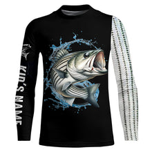 Load image into Gallery viewer, Striped Bass fishing scales Customize name black long sleeves fishing shirts NQS833