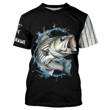 Load image into Gallery viewer, Striped Bass fishing scales Customize name black long sleeves fishing shirts NQS833