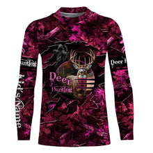 Load image into Gallery viewer, Deer hunting pink camo Custom Name all over printed shirts, Hunting gift for hunter girl NQS3922