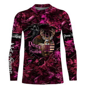 Deer hunting pink camo Custom Name all over printed shirts, Hunting gift for hunter girl NQS3922