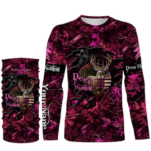 Deer hunting pink camo Custom Name all over printed shirts, Hunting gift for hunter girl NQS3922