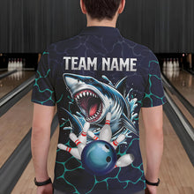 Load image into Gallery viewer, Blue Shark Camo Lightning Thunder Bowling Shirts For Men Custom Bowling Team Shirts, Gift For Bowler NQS9372