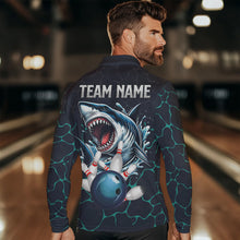 Load image into Gallery viewer, Blue Shark Camo Lightning Thunder Bowling Shirts For Men Custom Bowling Team Shirts, Gift For Bowler NQS9372