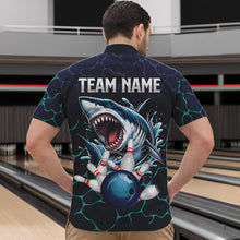 Load image into Gallery viewer, Blue Shark Camo Lightning Thunder Bowling Shirts For Men Custom Bowling Team Shirts, Gift For Bowler NQS9372