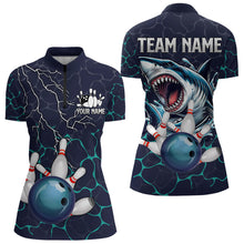 Load image into Gallery viewer, Blue Shark Camo Lightning Thunder Bowling Shirts For Women Custom Bowling Team Shirts, Gift For Bowler NQS9372