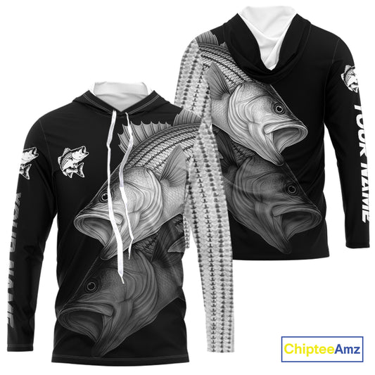Striped Bass performance Fishing Shirts Custom Striper Fishing Long Sleeve Tournament Fishing Shirts NQS10113