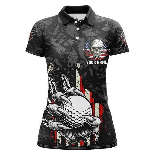 Funny Claw Tearing US Flag Golf Ball Custom Women golf polo shirts, Patriotic Golf Team Jerseys NQS8253