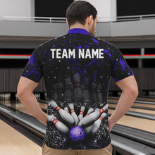 Load image into Gallery viewer, Personalized Black and Purple Camo Bowling Polo, Quarter Zip Shirts For Men Custom Bowling Team Jersey NQS9687
