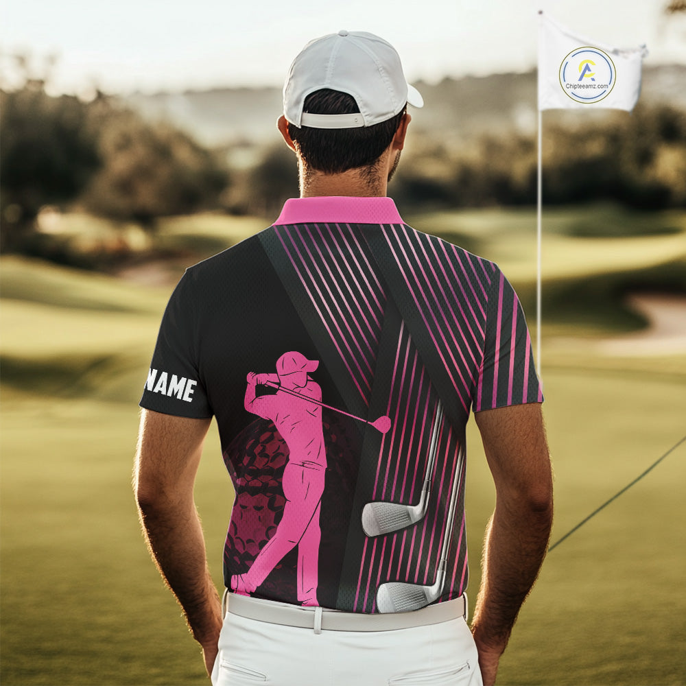 Black and pink Mens golf polo shirts custom golf clubs team golf shirts, golf tops for men NQS10117
