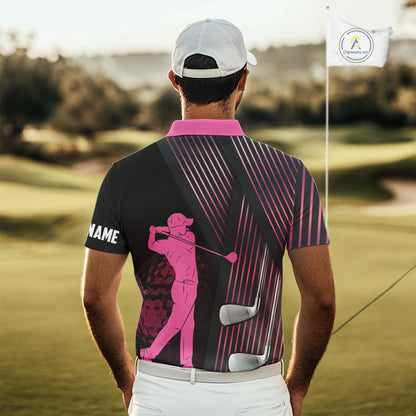 Black and pink Mens golf polo shirts custom golf clubs team golf shirts, golf tops for men NQS10117
