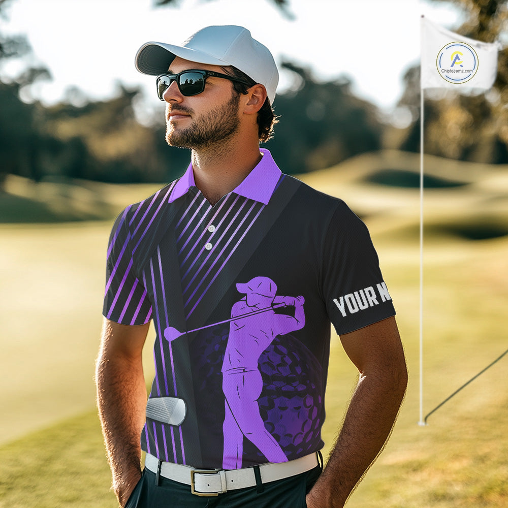 Black and purple Mens golf polo shirts custom golf clubs team golf shirts, golf tops for men NQS10118