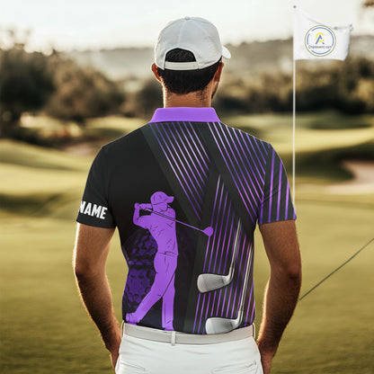 Black and purple Mens golf polo shirts custom golf clubs team golf shirts, golf tops for men NQS10118
