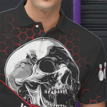 Load image into Gallery viewer, Black And Red Skull Bowling Shirts For Men Custom Bowling Team League Jersey, Gift For Bowlers NQS9386