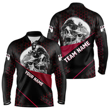 Load image into Gallery viewer, Black And Red Skull Bowling Shirts For Men Custom Bowling Team League Jersey, Gift For Bowlers NQS9386