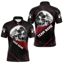 Load image into Gallery viewer, Black And Red Skull Bowling Shirts For Men Custom Bowling Team League Jersey, Gift For Bowlers NQS9386