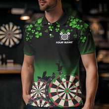 Load image into Gallery viewer, Green Shamrock Darts Board pattern Lucky Darts Shirt For Men Custom St Patrick Day Team Darts Jersey NQS9389
