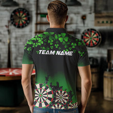 Load image into Gallery viewer, Green Shamrock Darts Board pattern Lucky Darts Shirt For Men Custom St Patrick Day Team Darts Jersey NQS9389