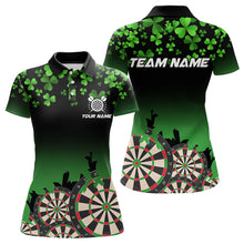 Load image into Gallery viewer, Green Shamrock Darts Board pattern Lucky Darts Shirt For Women Custom St Patrick Day Team Darts Jersey NQS9389
