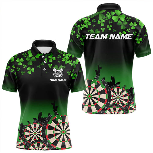Green Shamrock Darts Board pattern Lucky Darts Shirt For Men Custom St Patrick Day Team Darts Jersey NQS9389