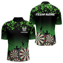 Load image into Gallery viewer, Green Shamrock Darts Board pattern Lucky Darts Shirt For Men Custom St Patrick Day Team Darts Jersey NQS9389