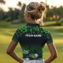 Load image into Gallery viewer, Green shamrock Flame golf ball Women golf polo shirts Customize St Patrick Day team ladies golf shirts NQS9391