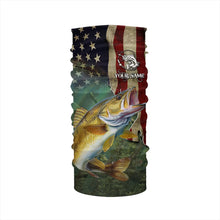 Load image into Gallery viewer, Walleye Fishing 3D American Flag Patriotic Customize name UV protection long sleeve fishing shirts NQS467