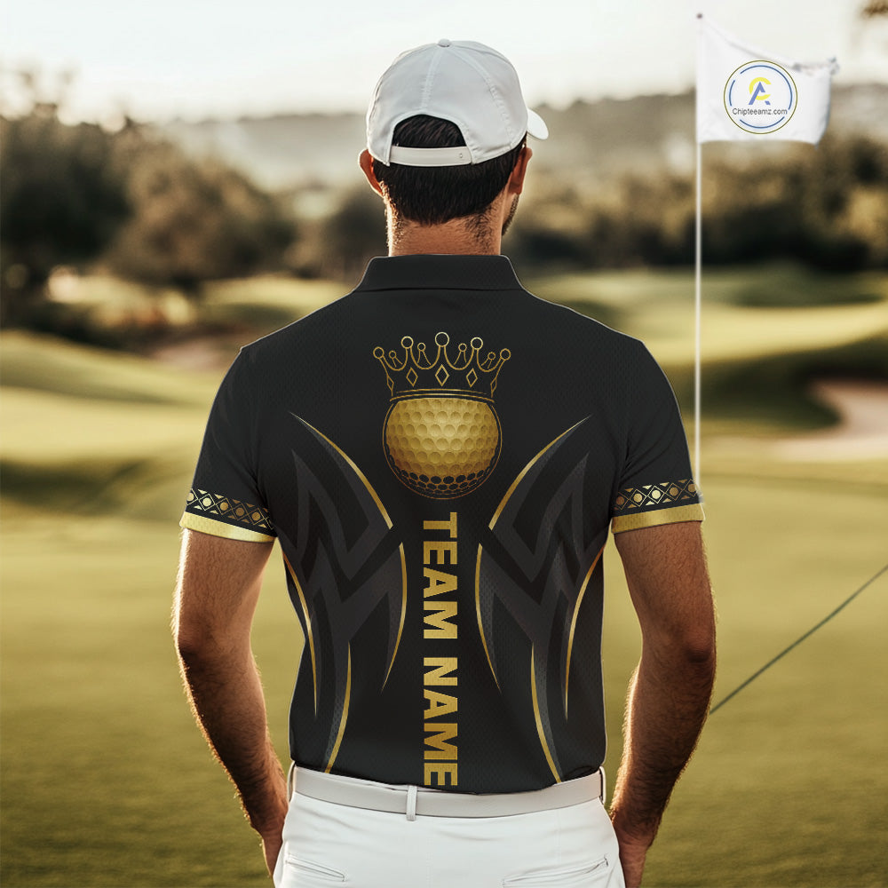 Black and Gold crown Men golf polo shirts Custom Golf Team jerseys, cool golf gifts NQS10125