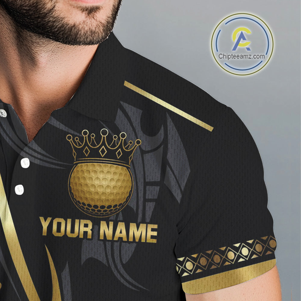 Black and Gold crown Men golf polo shirts Custom Golf Team jerseys, cool golf gifts NQS10125