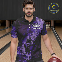 Load image into Gallery viewer, Purple Camo Bowling Polo, Quarter Zip Shirts For Men Custom Bowling Team Jerseys, Gift For Bowlers NQS10455